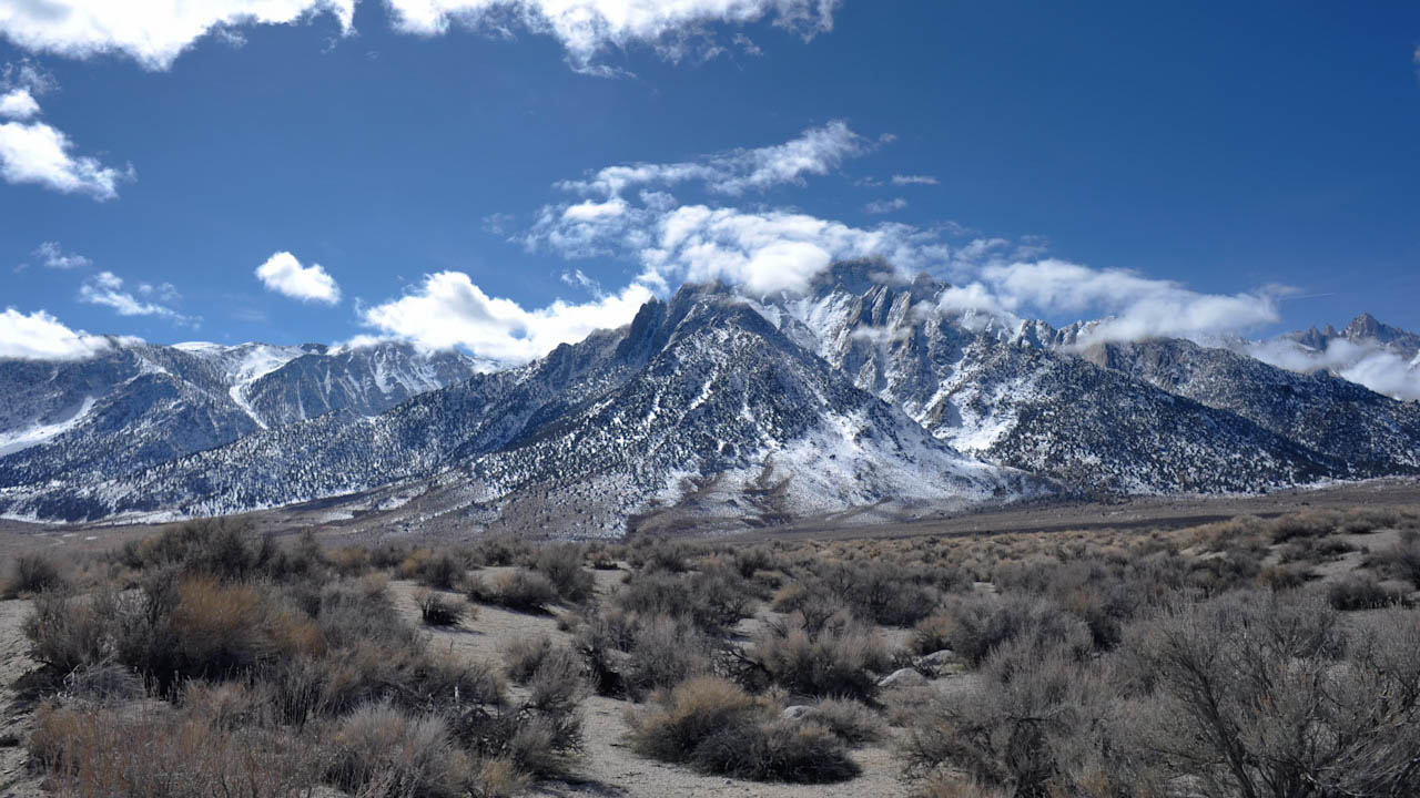 Panning on The Mt Whitney Portal area with clouds 2 of 2