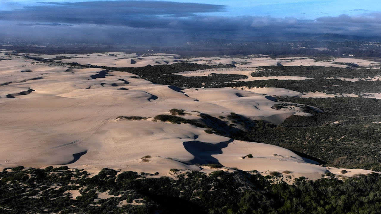 Flying over unique sand dunes and shrublands…