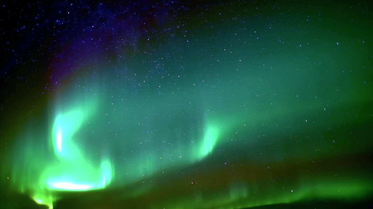 2 of 3 Frame of Aurora Borealis transforming, glows…