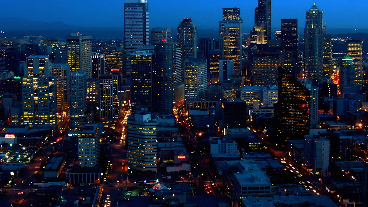Seattle downtown at night