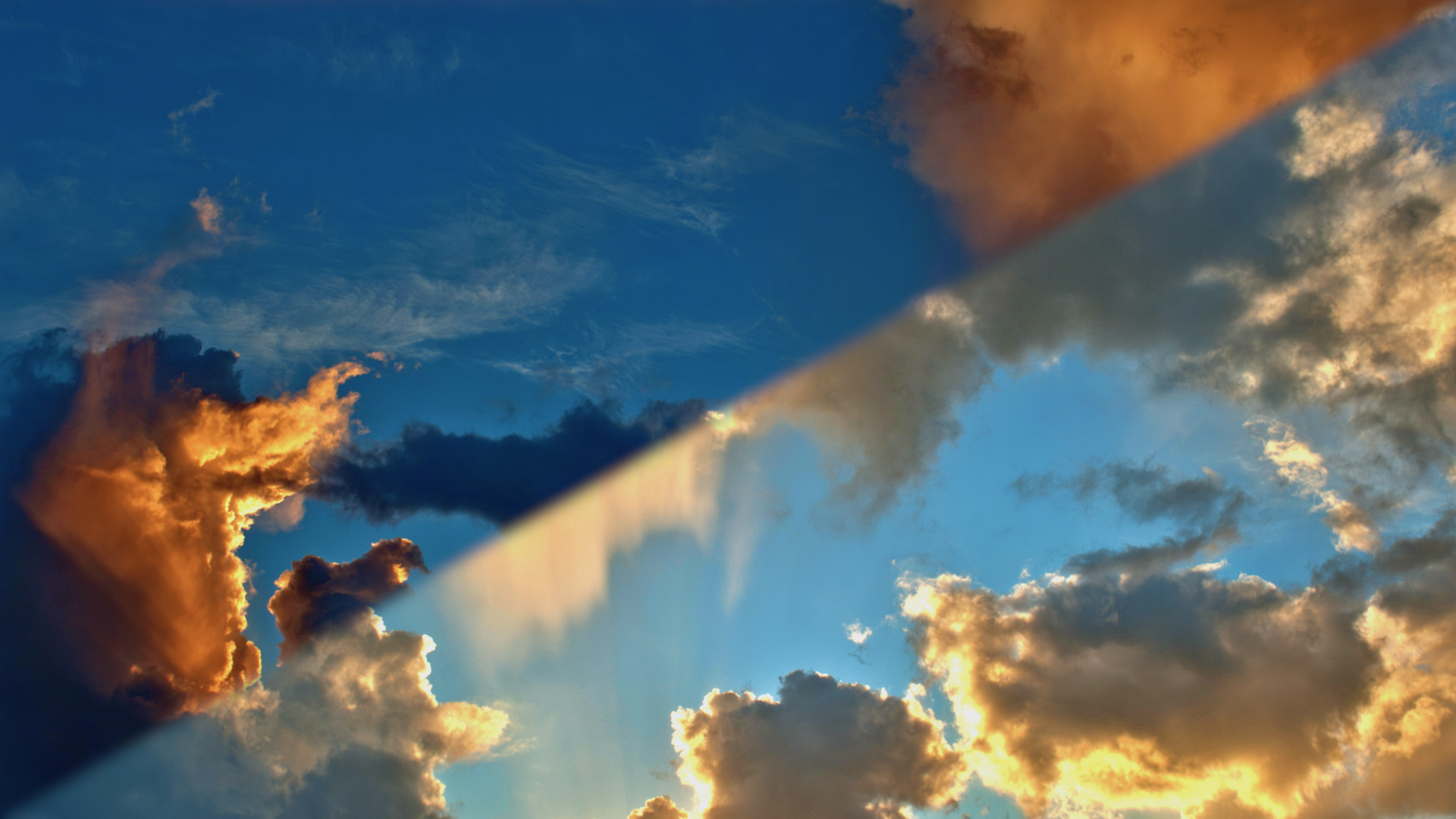 Towering clouds at dawn with virga