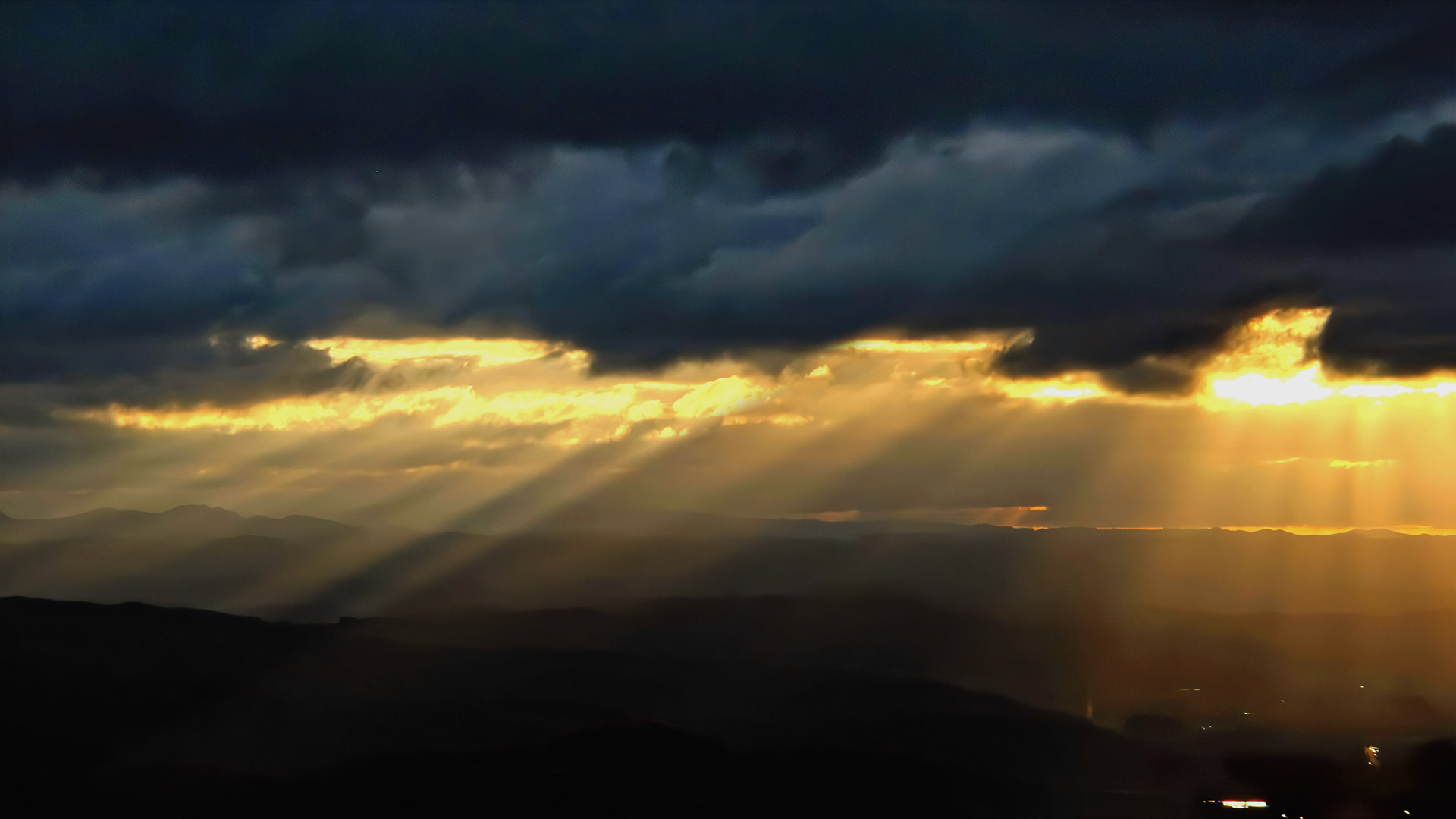 2 of 2 Facing west at sunset from a viewpoint…