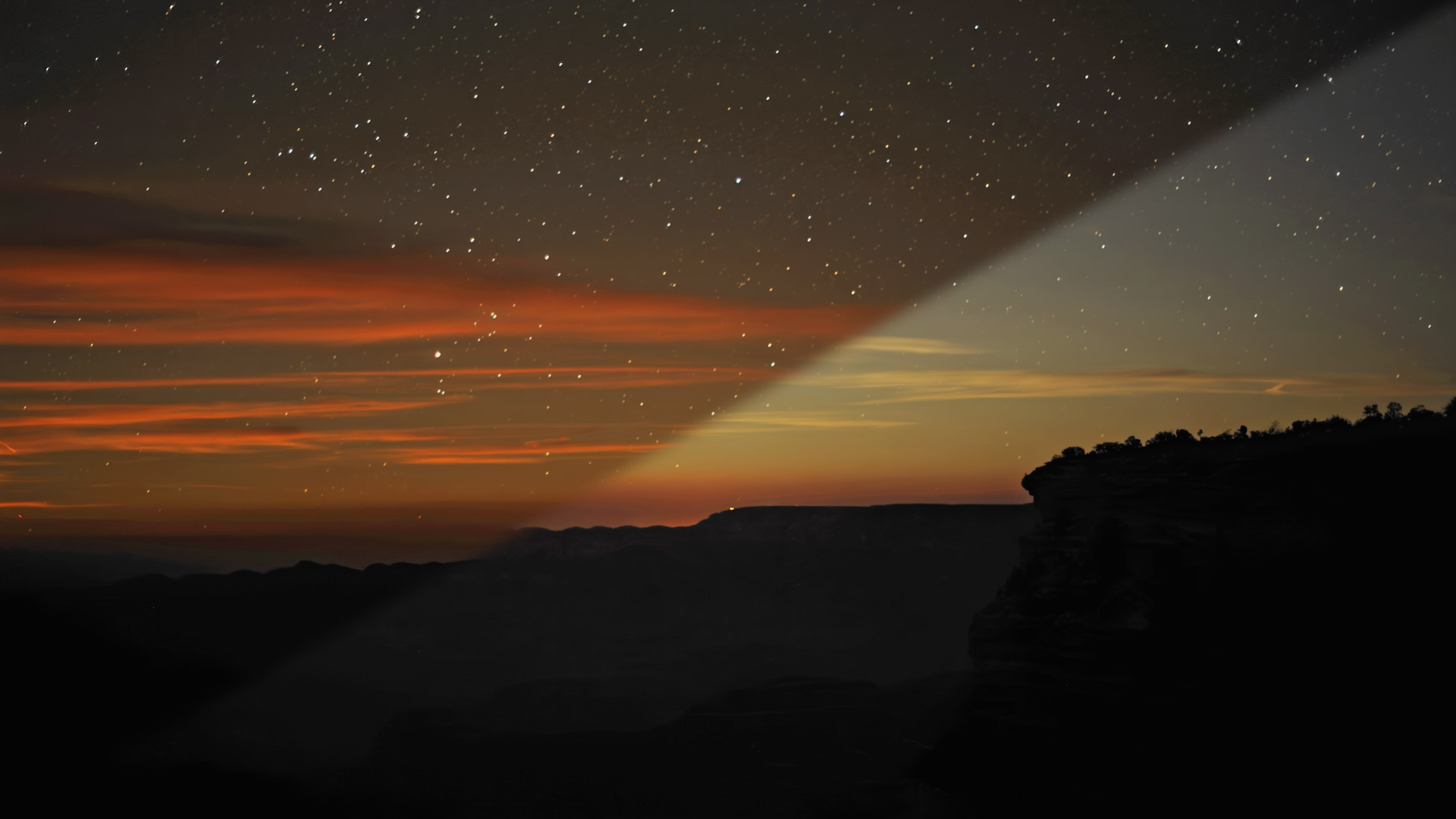 Night moonrise at Grand Canyon looking northeast