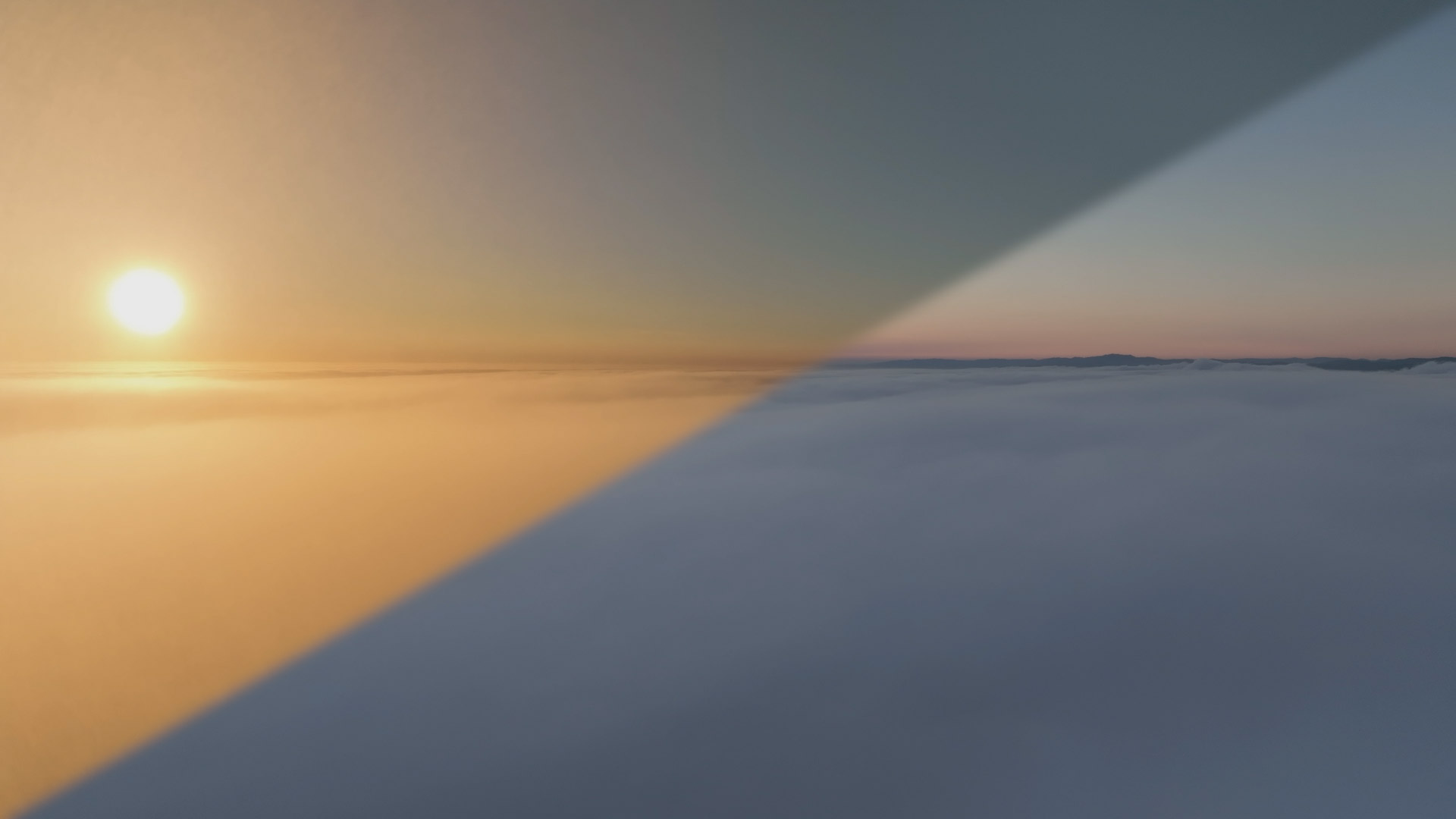 In the midst of the clouds as the sun goes below horizon, longest